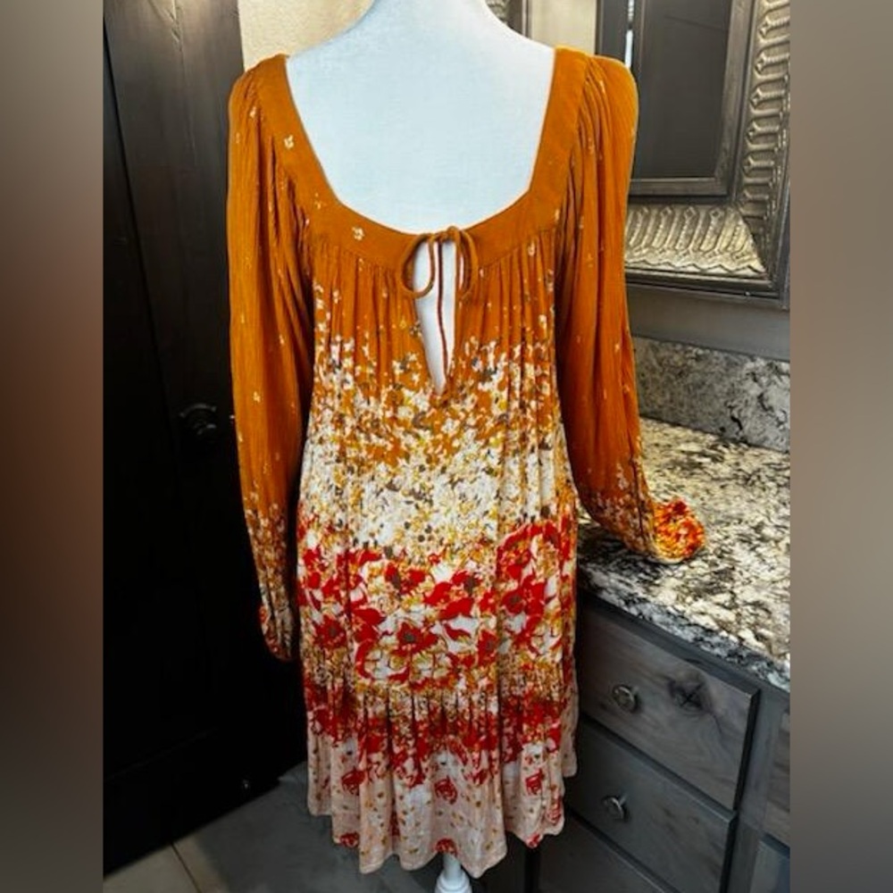 Free People Orange and Yellow Floral Tunic Dress - Picture 3 of 14